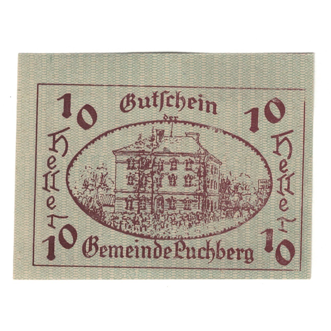 Billete, Austria, Puchberg bei Wels O.Ö. Gemeinde, 10 Heller, Texte, 1921