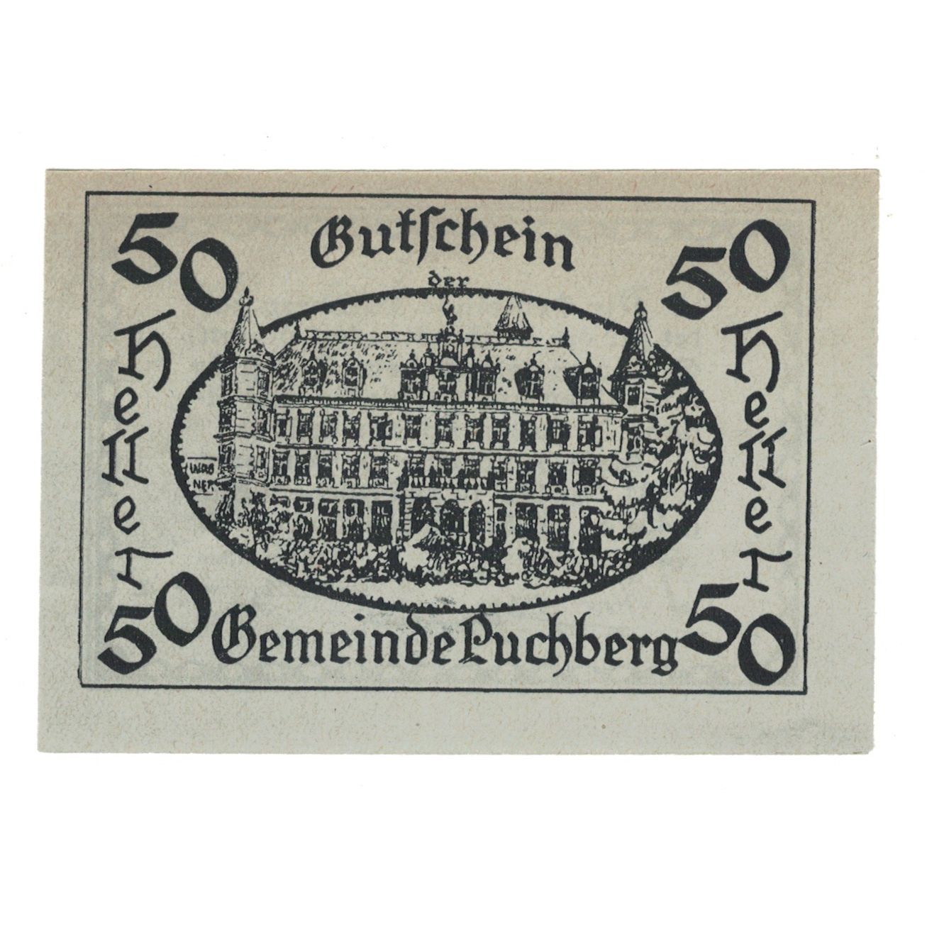 Billete, Austria, Puchberg bei Wels O.Ö. Gemeinde, 50 Heller, Texte, 1921
