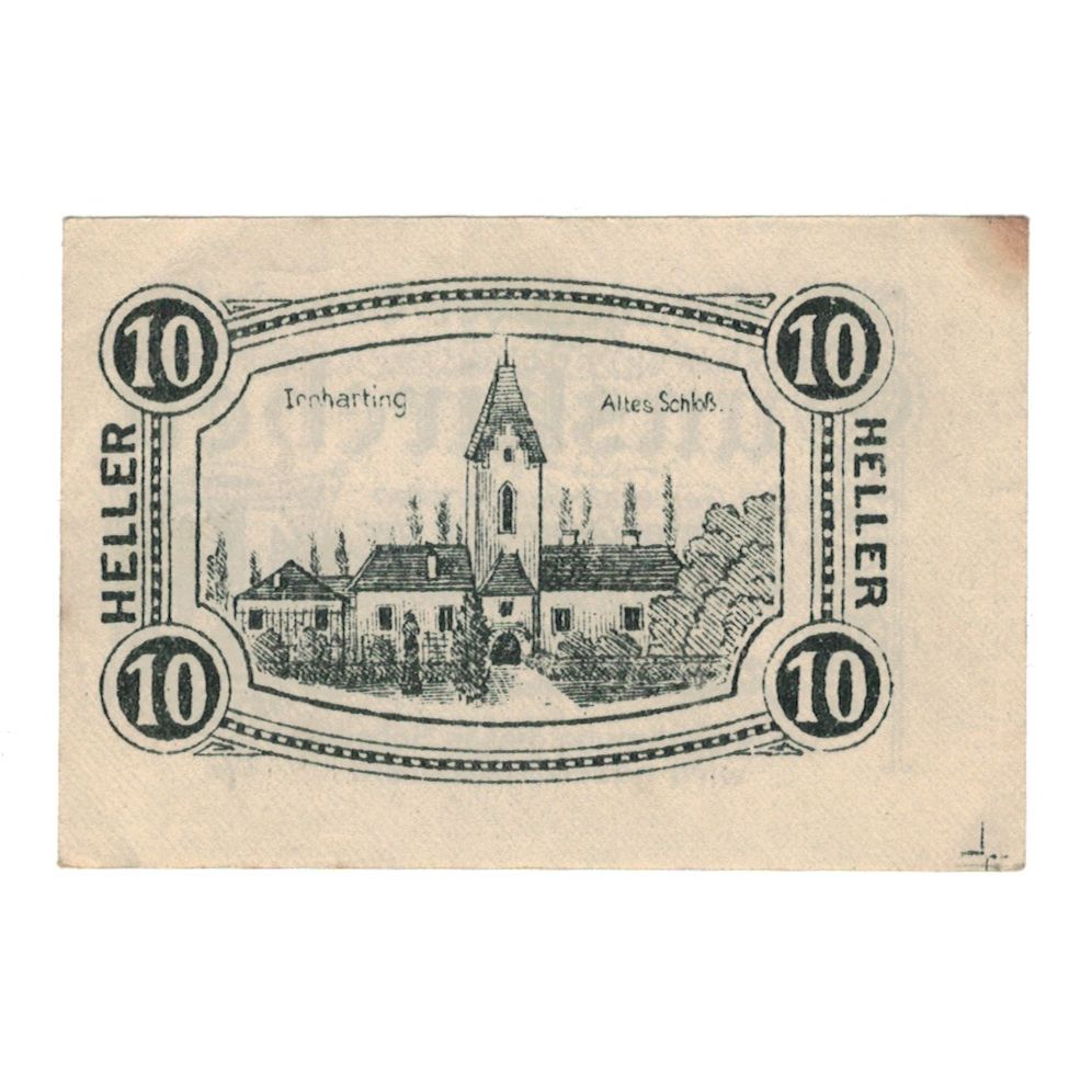 Billete, Austria, Gunskirchen O.Ö. Gemeinde, 10 Heller, Batiment, 1920