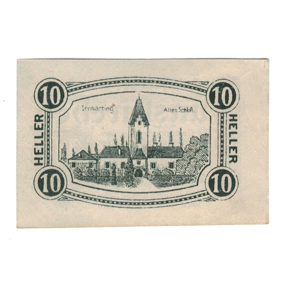 Billete, Austria, Gunskirchen O.Ö. Gemeinde, 10 Heller, batiment 1, 1920
