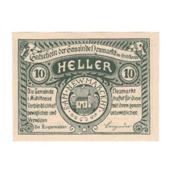 Billete, Austria, Eferding O.Ö. Stadtgemeinde, 10 Heller, paysage, 1920