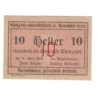 Billete, Austria, Würnsdorf, 10 Heller, N.D, 1920, 1920-04-15, EBC, Mehl:FS
