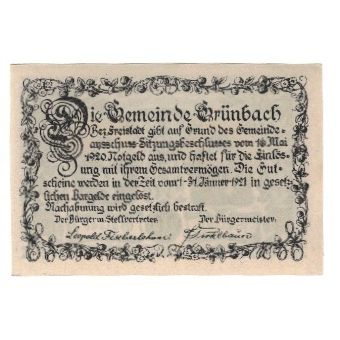 Billete, Austria, Grübach bei Freistadt O.Ö. Gemeinde, 20 Heller, Texte, 1921