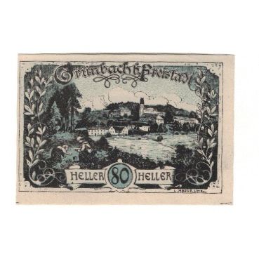 Billete, Austria, Grübach bei Freistadt O.Ö. Gemeinde, 80 Heller, Texte, 1921