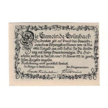 Billete, Austria, Grübach bei Freistadt O.Ö. Gemeinde, 80 Heller, Texte, 1921