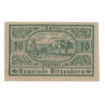 Billete, Austria, Pitzenberg O.Ö. Gemeinde, 10 Heller, personnage, 1920