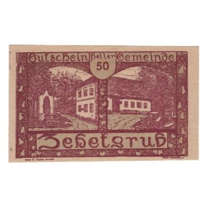 Billete, Austria, Zehetgrub N.Ö. Gemeinde, 50 Heller, Texte, 1920, 1920-10-30