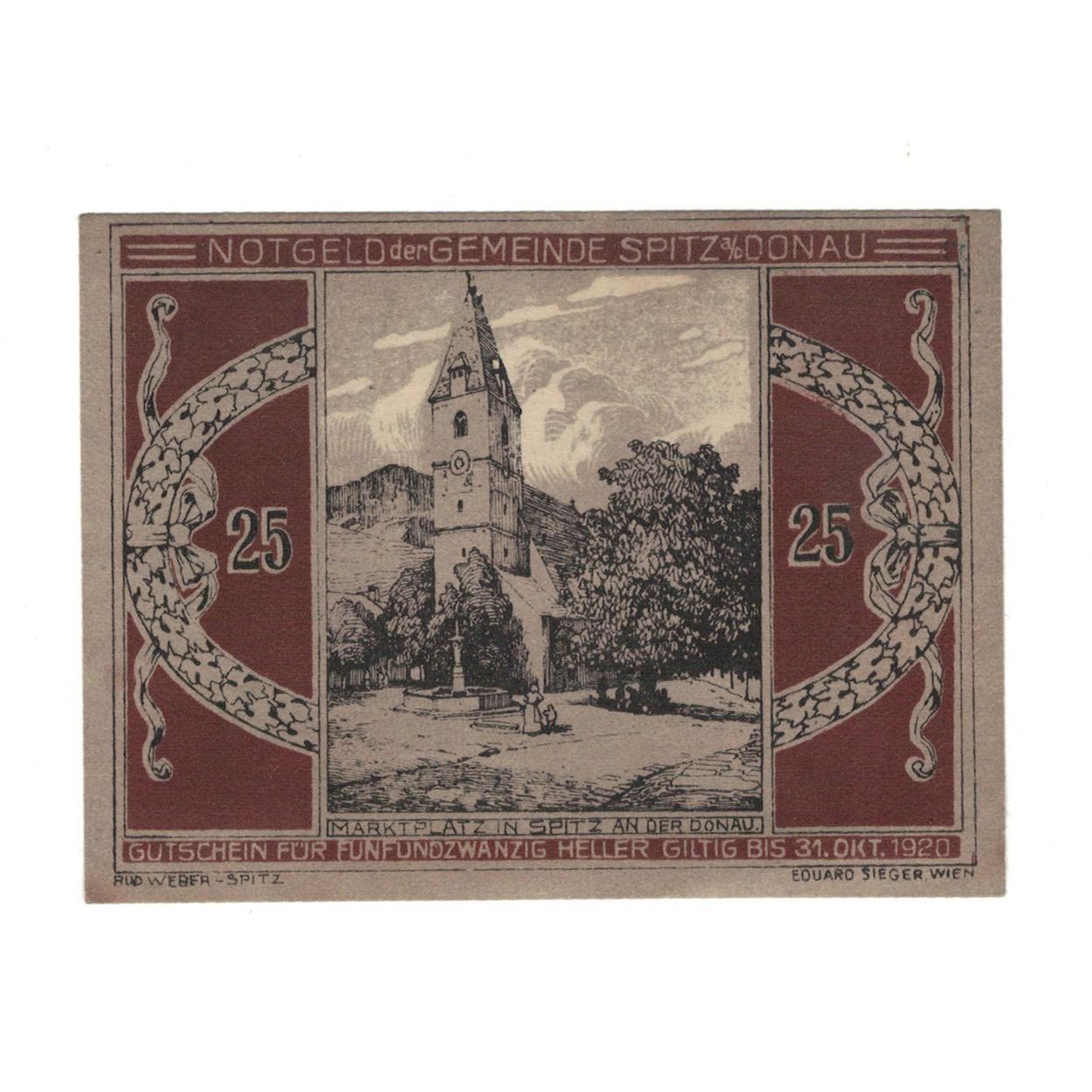 Billete, Austria, Wachauer Notgeld Mitter-Arnsdorf Gemeinde, 25 Heller, Texte
