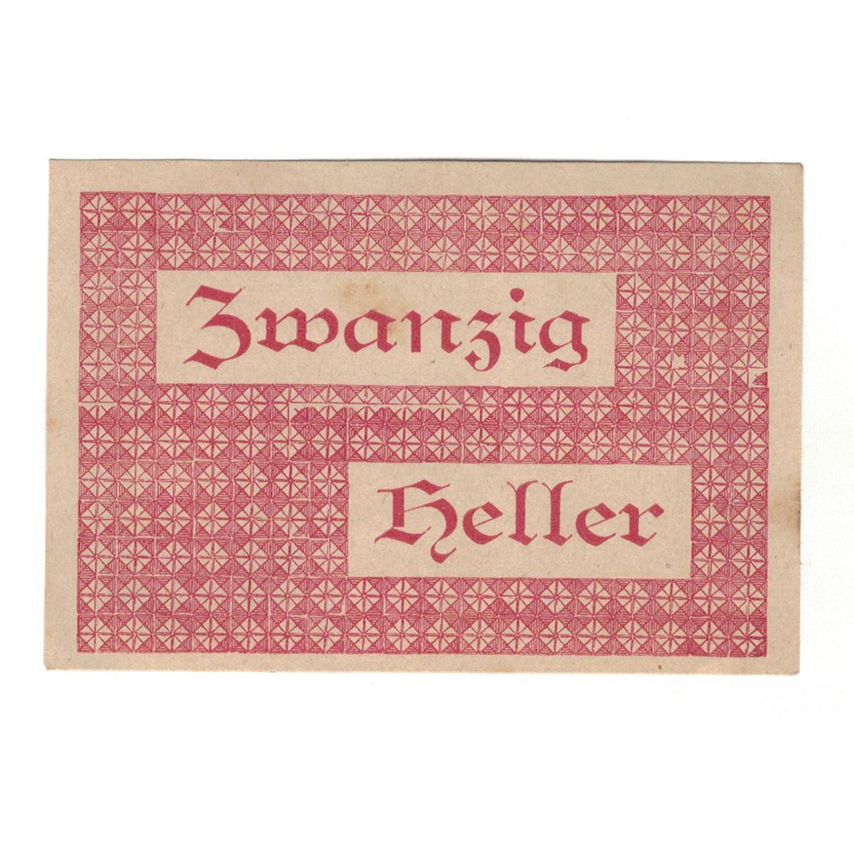 Billete, Austria, Vorderstoder O.Ö. Gemeinde, 20 Heller, Texte, 1920