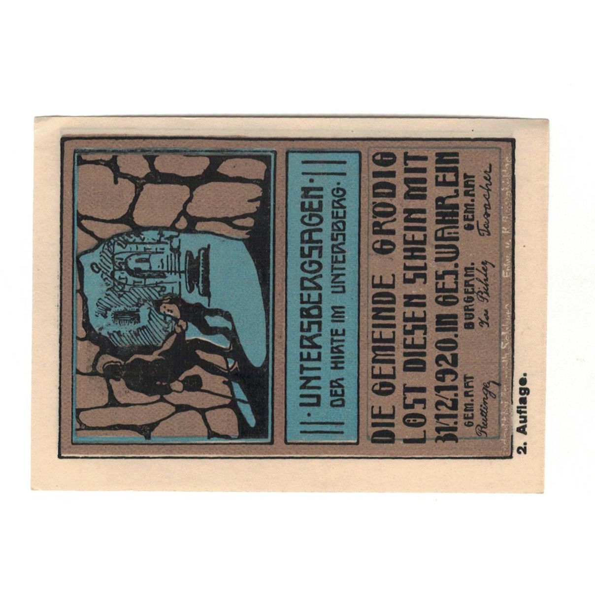 Billete, Austria, Grödig sbg. Gemeinde, 10 Heller, personnage 1, 1920