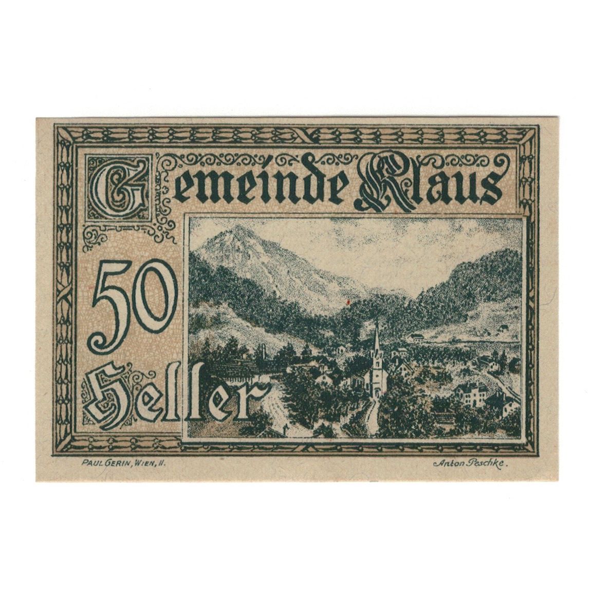 Billete, Austria, Klaus O.Ö. Gemeinde, 50 Heller, texte 1, 1920, 1920-03-27