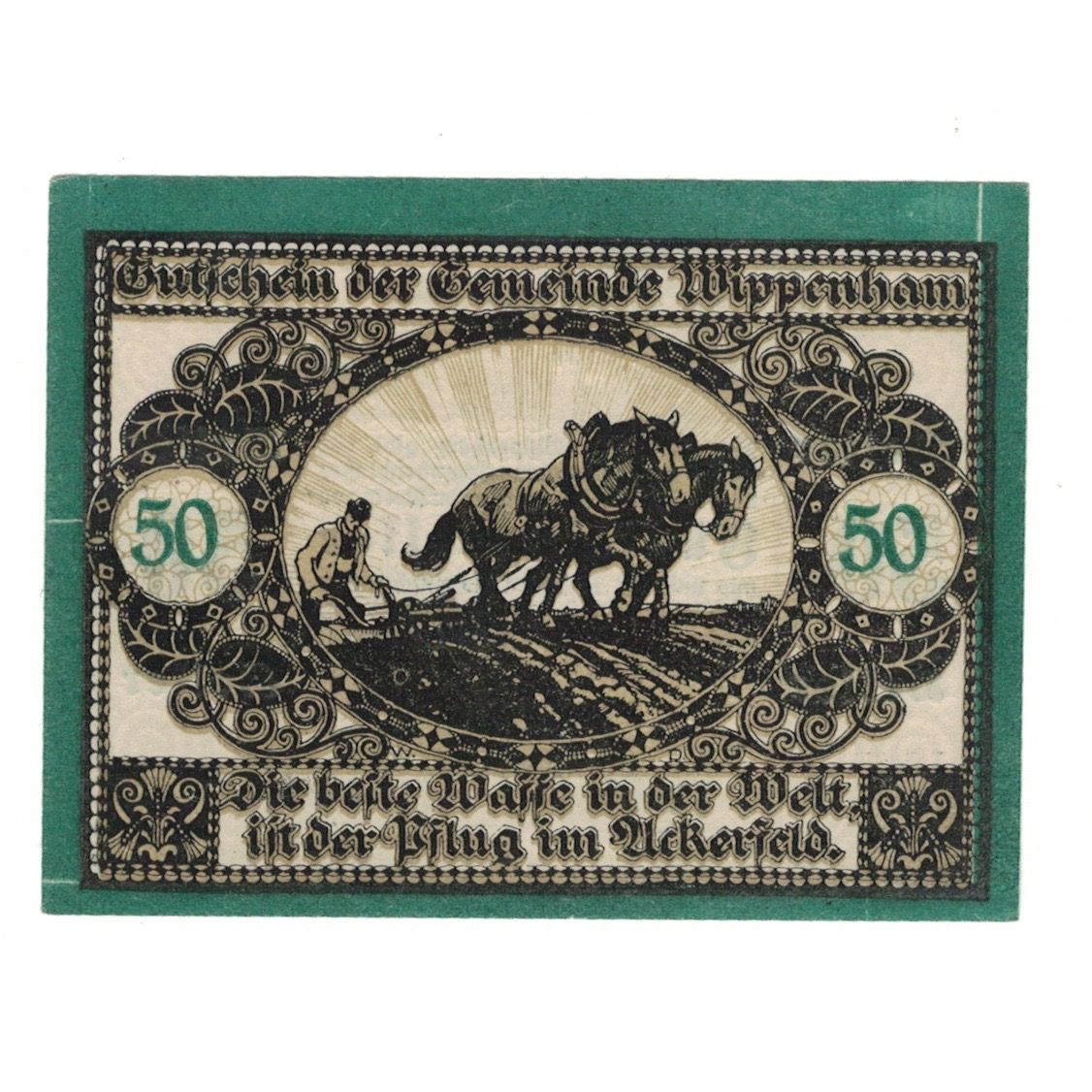 Billete, Austria, Wippenham O.Ö. Gemeinde, 50 Heller, Texte, 1920, 1920-09-30