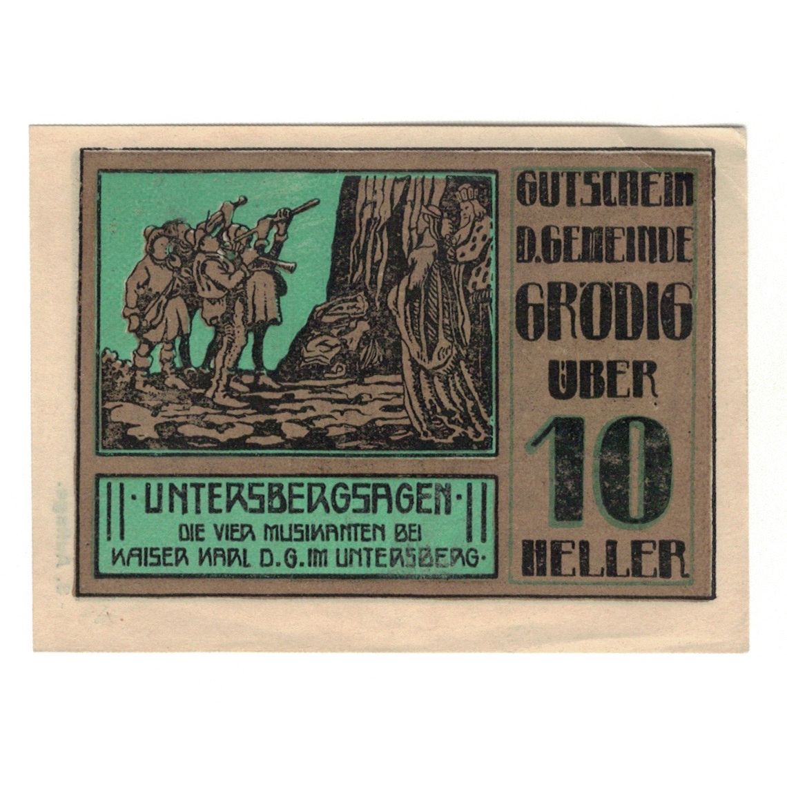Billete, Austria, Grödig sbg. Gemeinde, 10 Heller, paysage, 1920, 1920-12-31