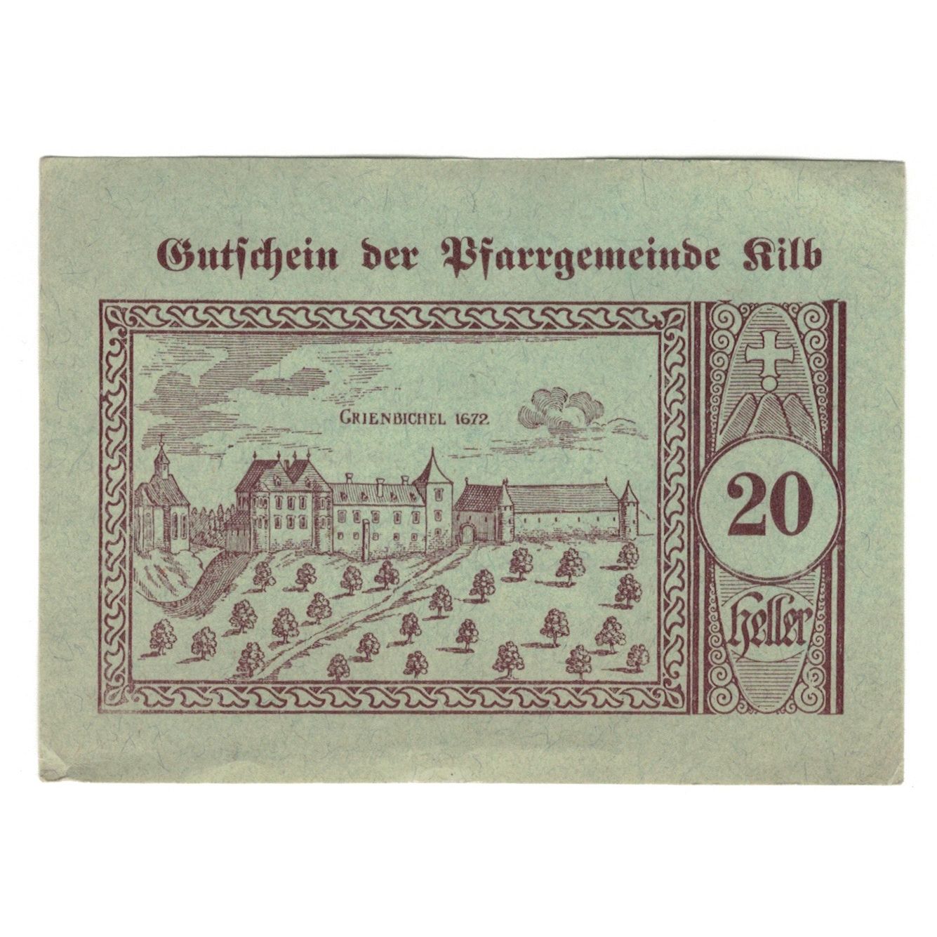 Billete, Austria, Kilb N.Ö. Prv. Pfarrgemeinde, 20 Heller, Texte, 1920
