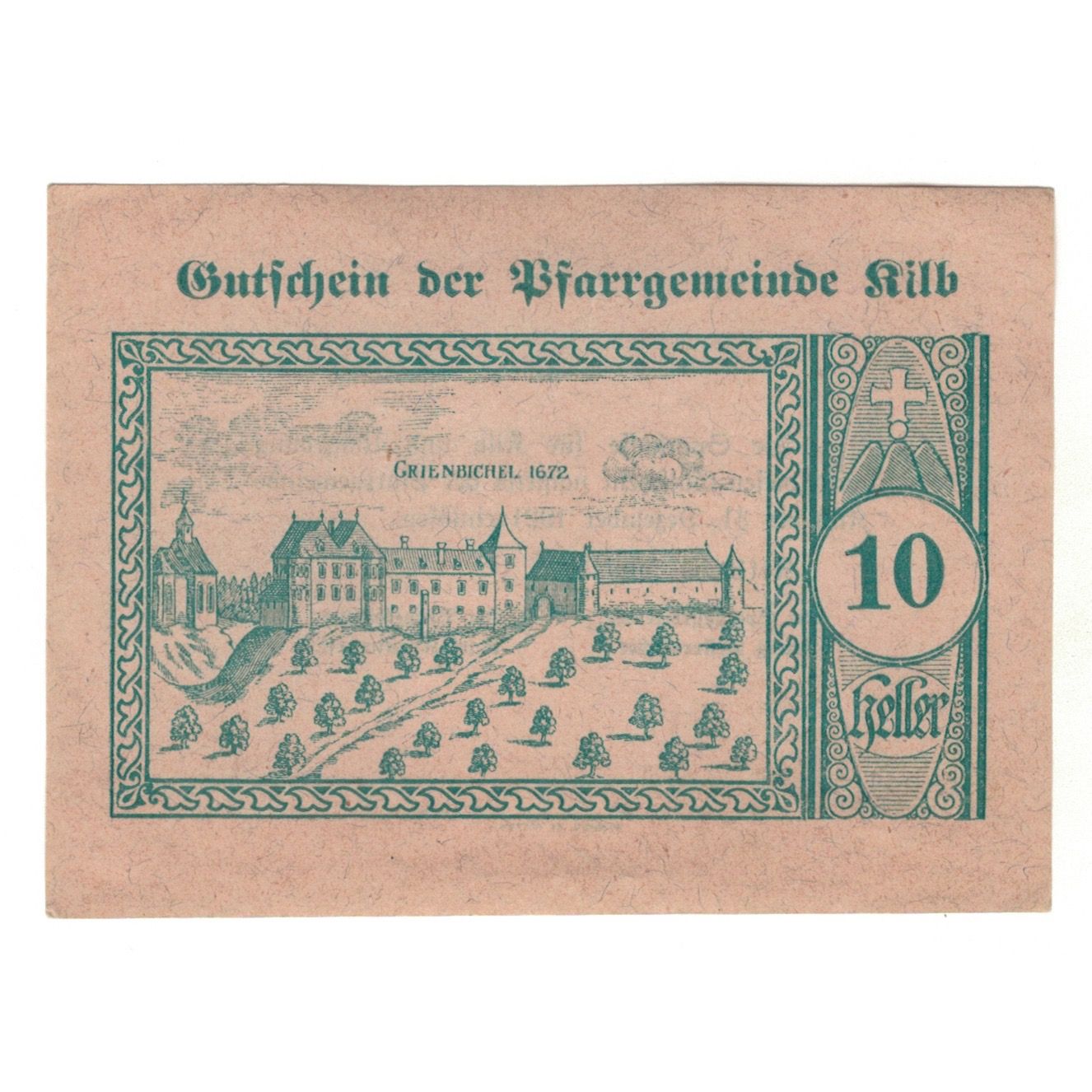 Billete, Austria, Kilb N.Ö. Prv. Pfarrgemeinde, 10 Heller, Texte, 1920