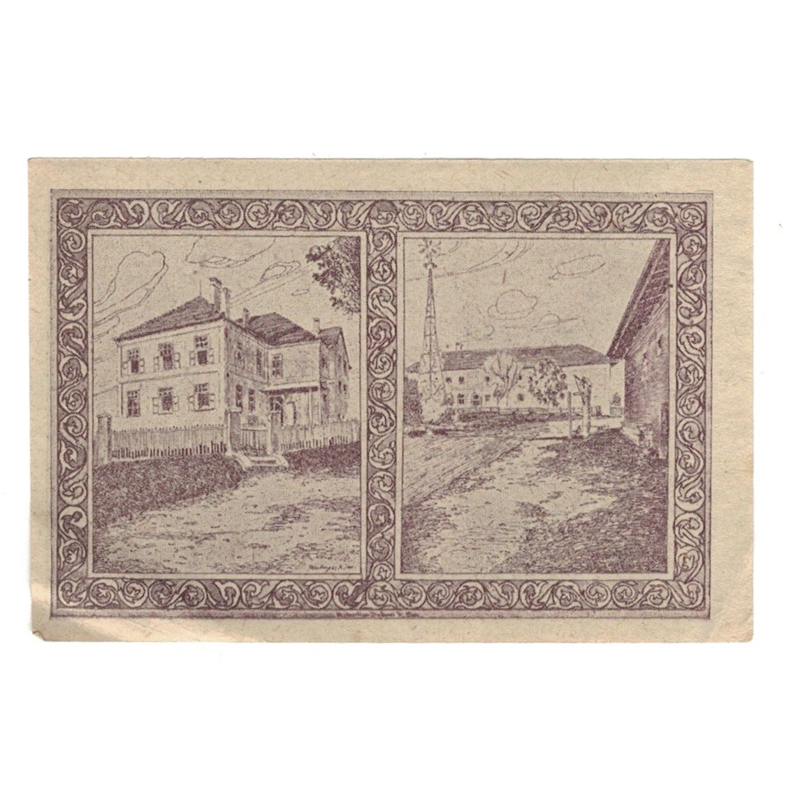Banknote, Austria, Holzhausen O.Ö. Gemeinde, 50 Heller, village, 1920