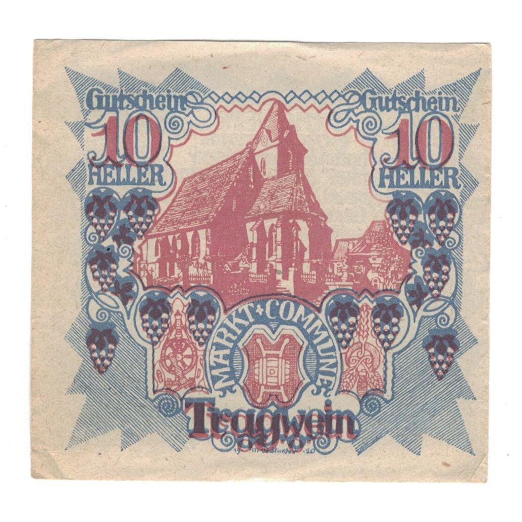 Billete, Austria, Tragwein O.Ö. Gemeinde, 10 Heller, Eglise, 1920, 1921-04-31