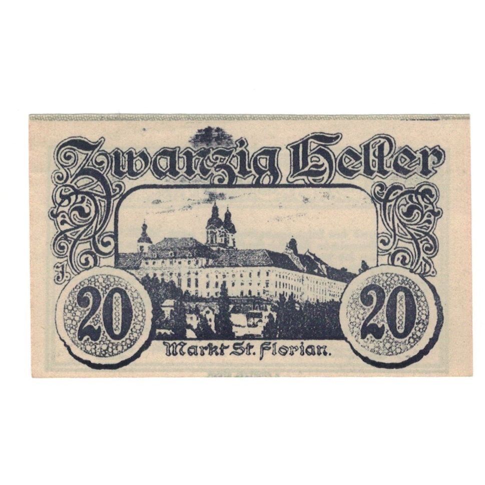 Billete, Austria, St. Florian O.Ö. Gemeinde, 20 Heller, Texte, 1920