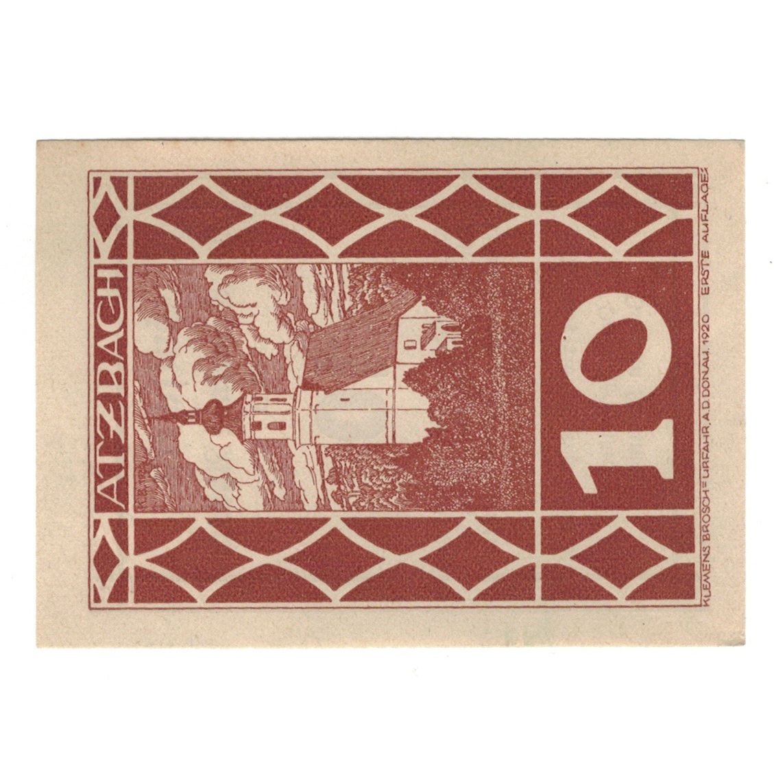Billete, Austria, Atzbach O.Ö. Gemeinde, 10 Heller, valeur faciale, EBC