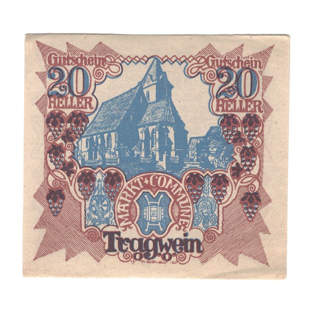 Billete, Austria, Tragwein O.Ö. Gemeinde, 20 Heller, texte 1, 1920, 1921-04-30