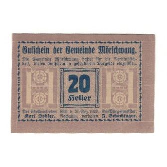 Billete, Austria, Mörschwang O.Ö. Gemeinde, 20 Heller, Graphique 3, 1920