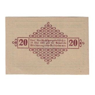 Billete, Austria, Mörschwang O.Ö. Gemeinde, 20 Heller, Graphique 3, 1920