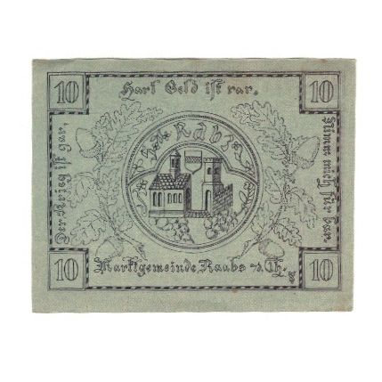 Billete, Austria, Raabs N.Ö. Marktgemeinde, 10 Heller, château, 1920