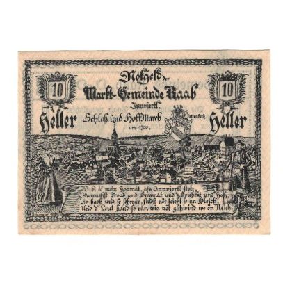 Billete, Austria, Raab O.Ö. Marktgemeinde, 10 Heller, Texte, 1920, 1920-02-26