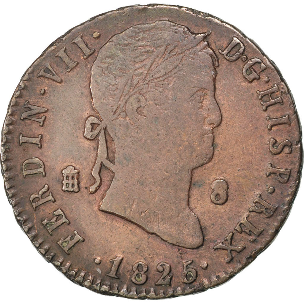 Coin, Spain, Ferdinand VII, 8 Maravedis, 1825, Segovia, , Copper