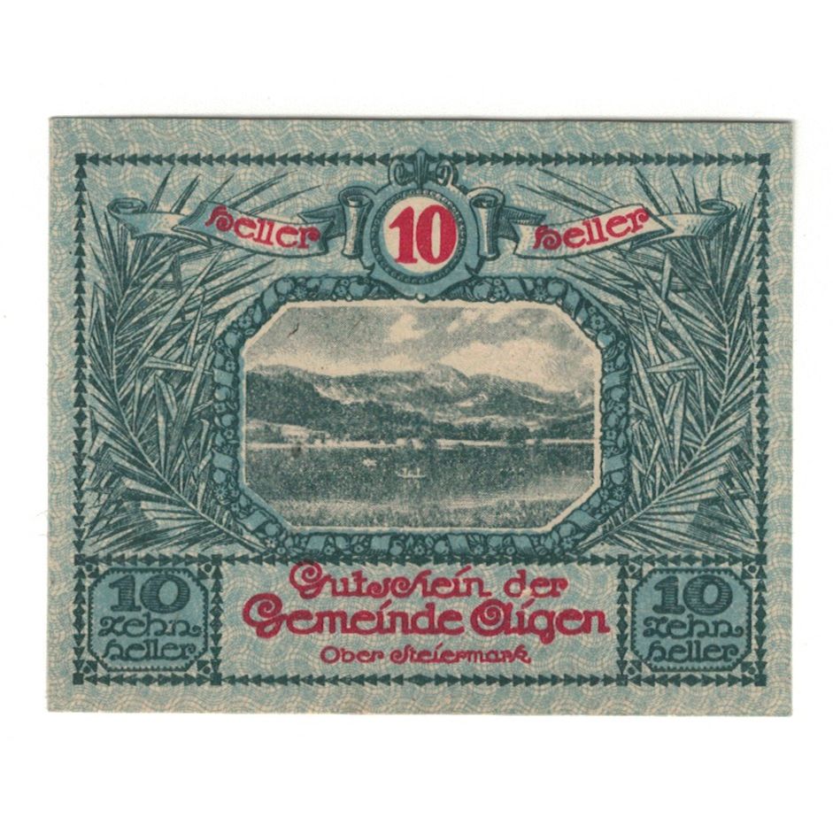 Billete, Austria, Aigen Sbg. Gemeinde, 10 Heller, paysage, 1920, 1920-07-17