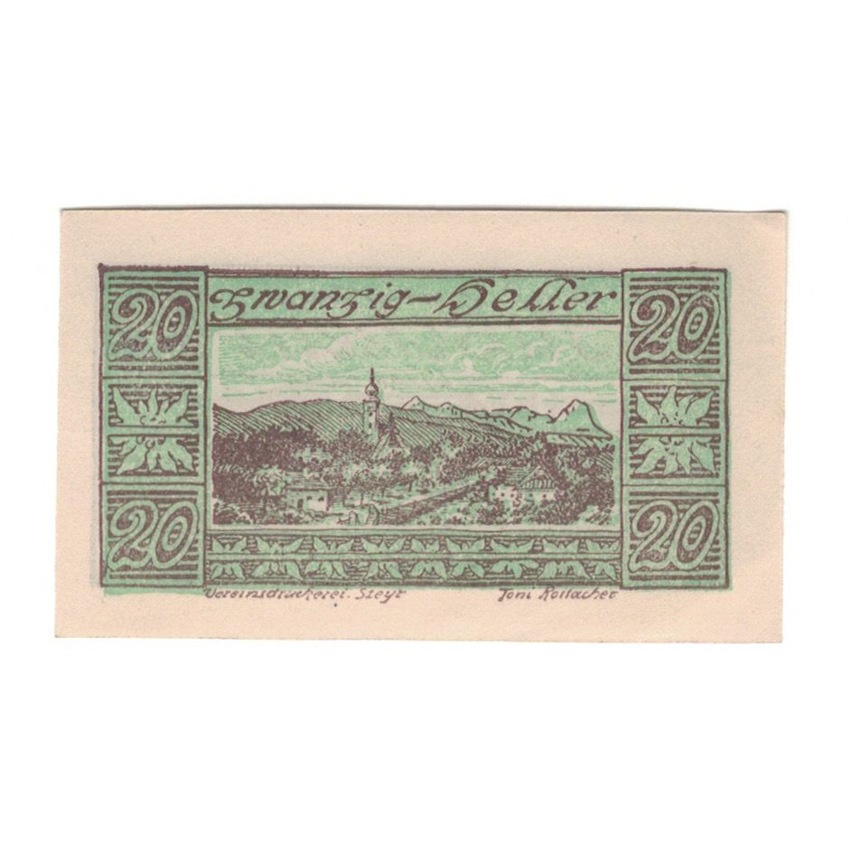 Billete, Austria, Waldneukirchen O.Ö. Gemeinde, 20 Heller, paysage, EBC
