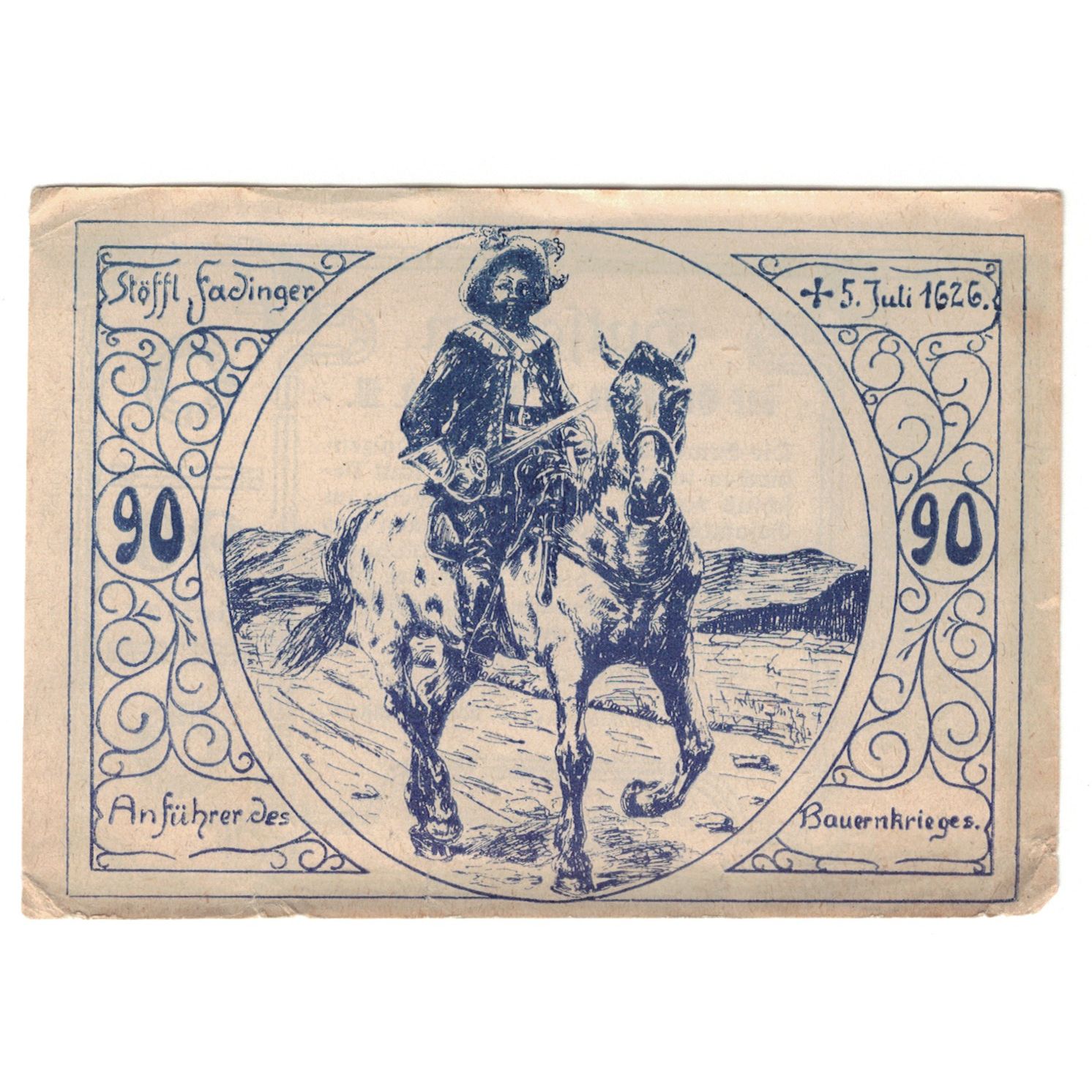 Billete, Austria, St. Agatha Bei Weizenkirchen O.Ö. Gemeinde, 90 Heller, Texte