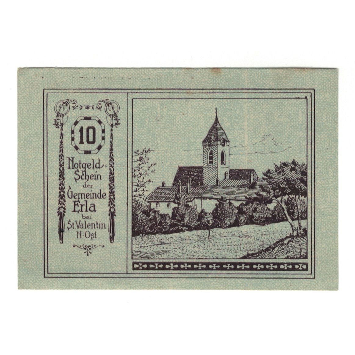 Billete, Austria, Erla N.Ö. Gemeinde, 10 Heller, paysage, 1920, 1920-12-31