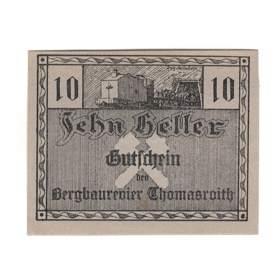Billete, Austria, Thomasroith, 10 Heller, Texte, 1920, 1920-12-31, EBC, Mehl:FS