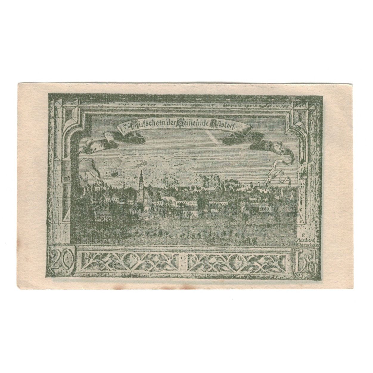 Billete, Austria, Rüstorf O.Ö. Gemeinde, 20 Heller, Texte, 1920, 1920-12-31