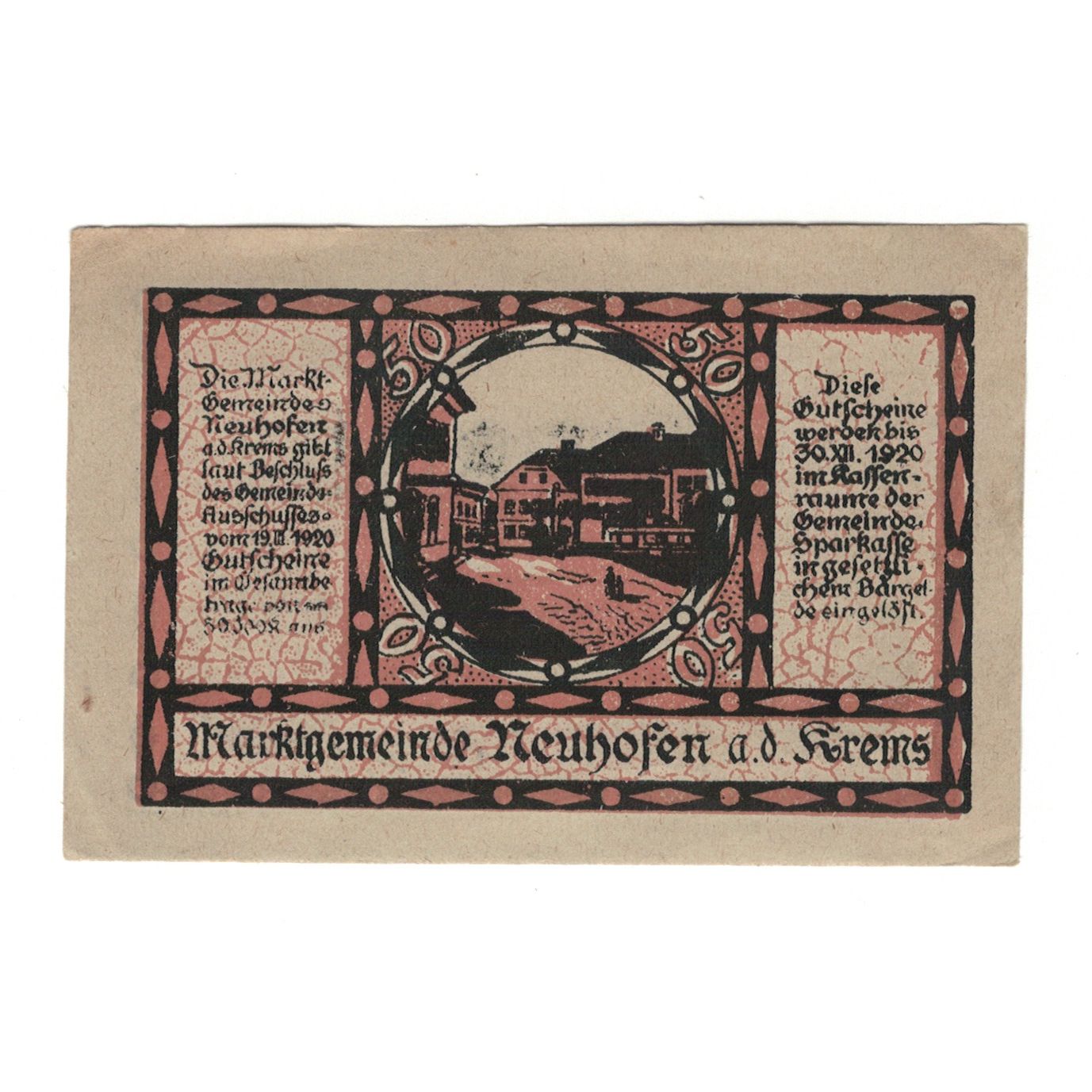 Billete, Austria, Neuhofen an der Krems O.Ö. Marktgemeinde, 50 Heller, Texte