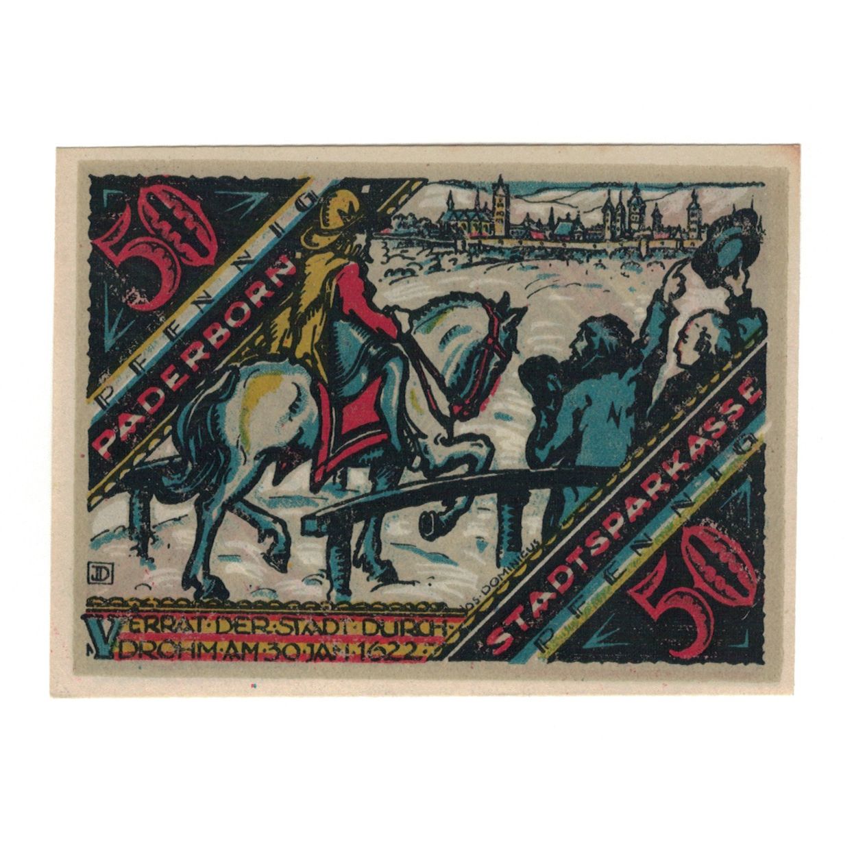 Banknote, Germany, Paderborn Stadt, 50 Pfennig, personnage, 1921, 1921-11-10