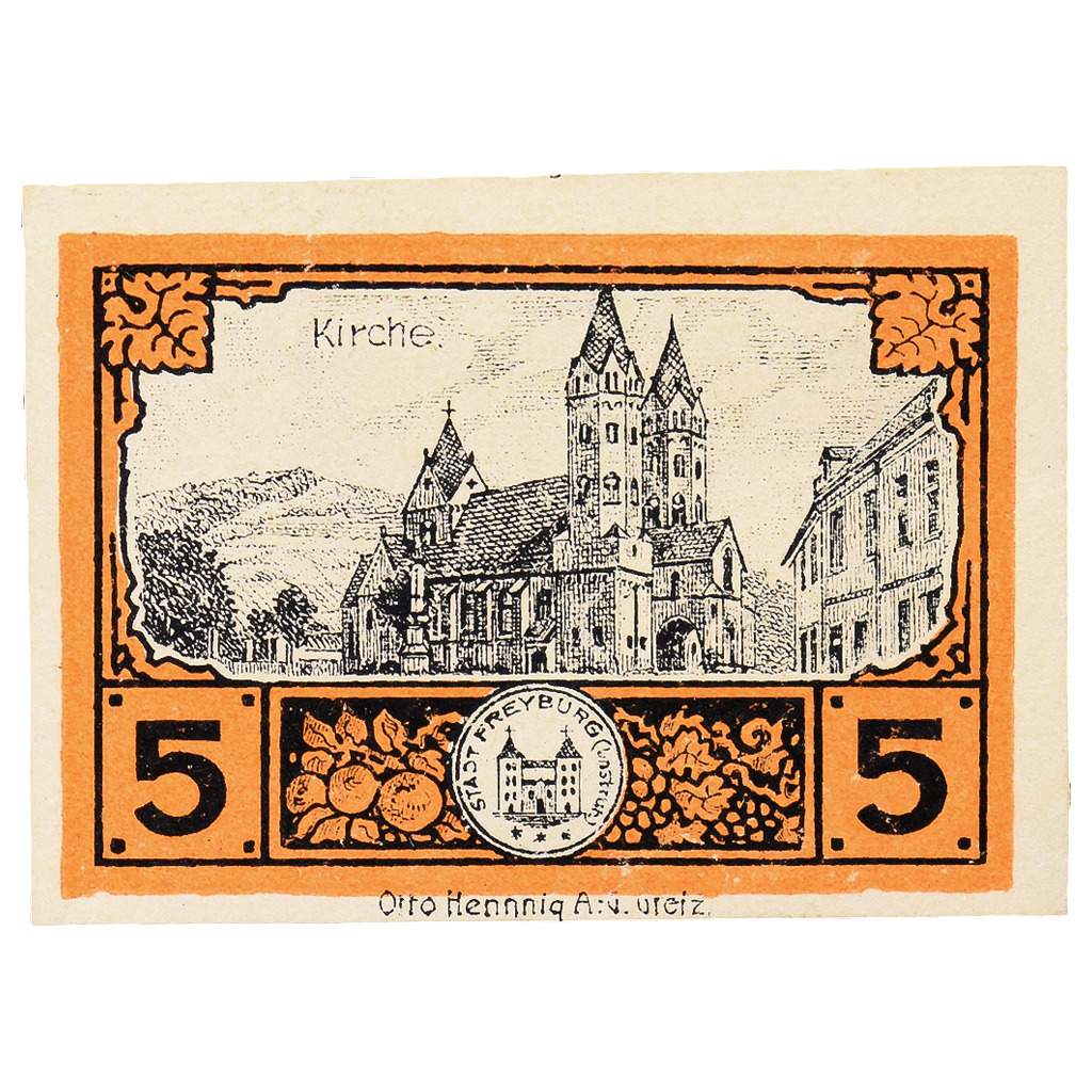 Banknote, Germany, Freyburg a. Unstrut Stadt, 5 Pfennig, Eglise, 1920