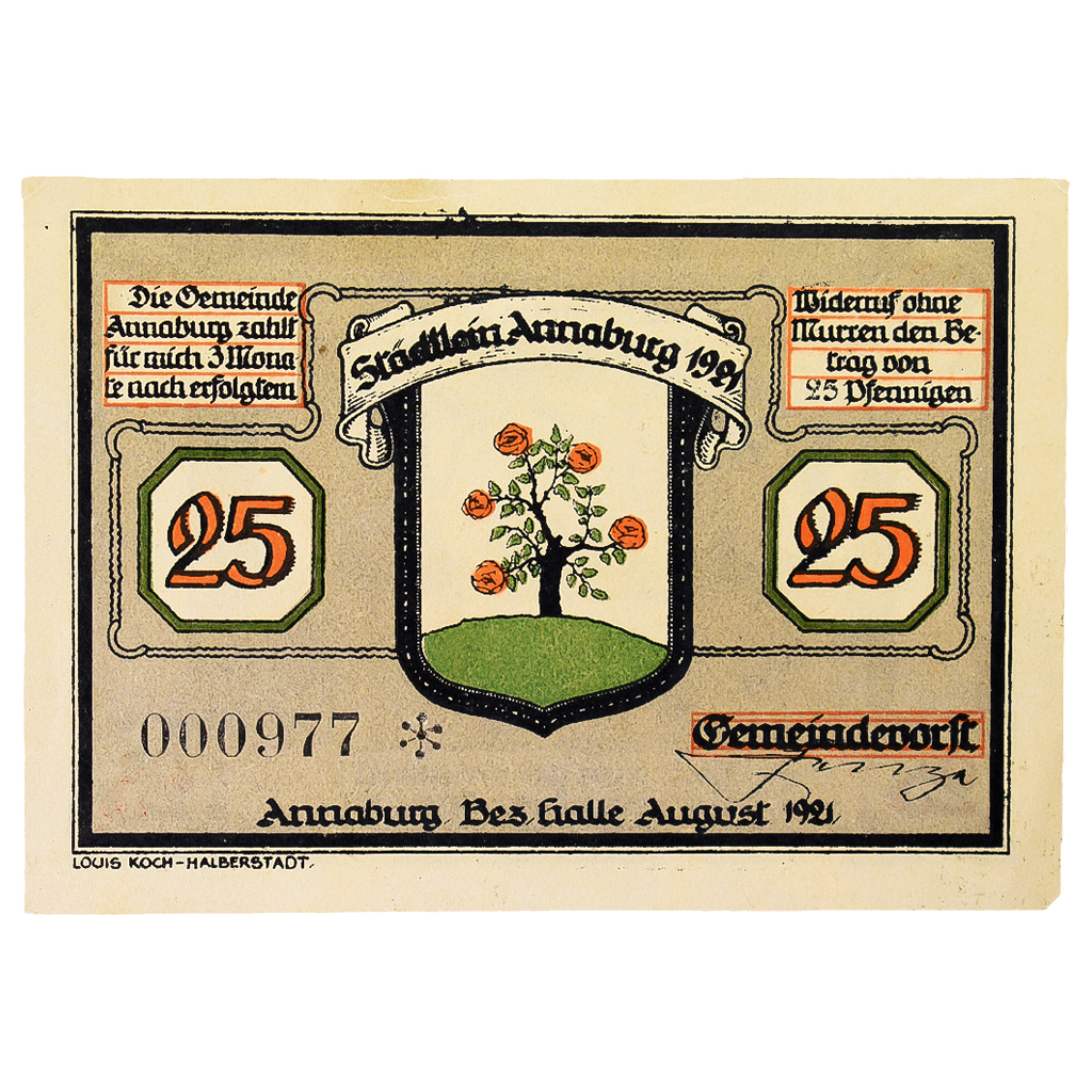Geldschein, Deutschland, Annaburg Stadt, 25 Pfennig, Foret, 1921, 1921-08-01