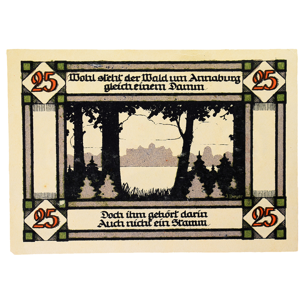 Geldschein, Deutschland, Annaburg Stadt, 25 Pfennig, Foret, 1921, 1921-08-01