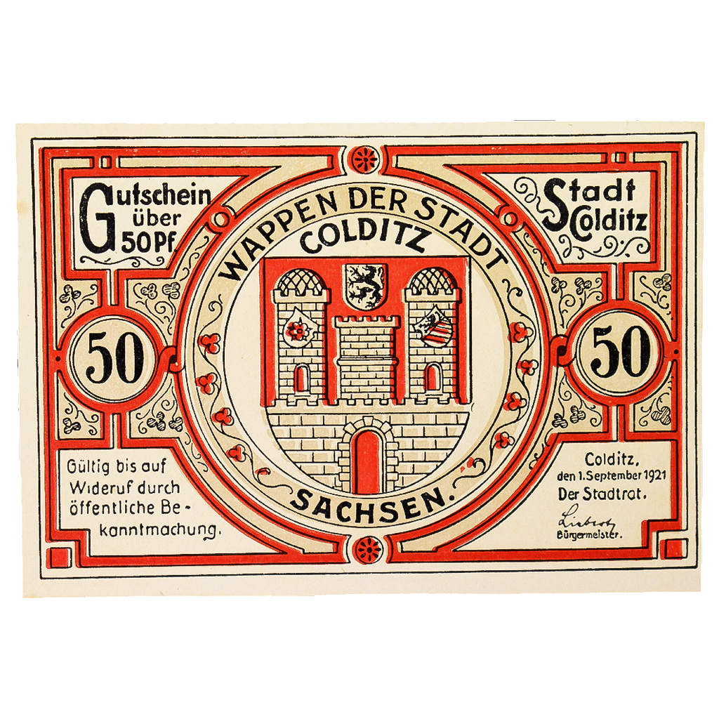 Banknote, Germany, Colditz Stadt, 50 Pfennig, personnage 1, 1921, 1921-09-01