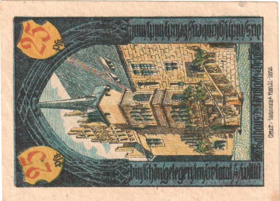 Banknote, Germany, Neustadt Stadt, 25 Pfennig, château, 1921, 1921-07-01