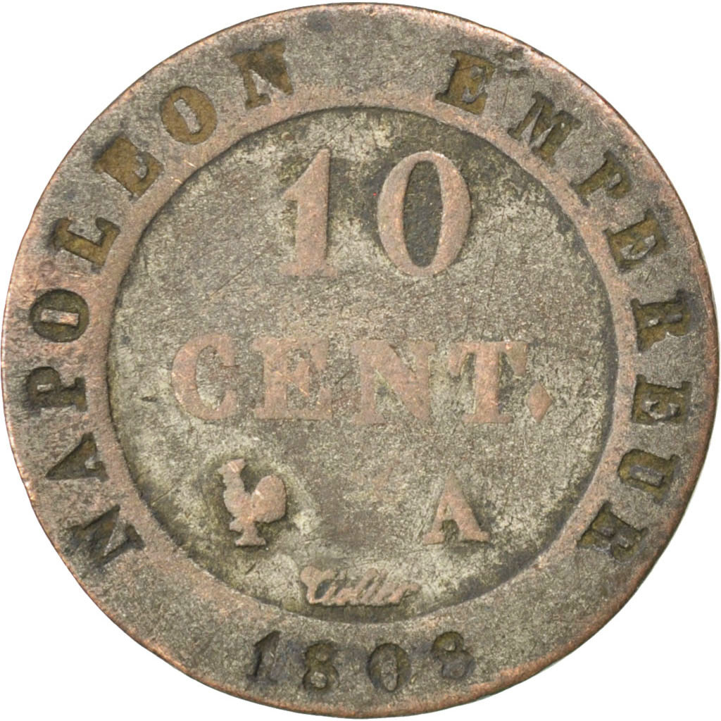 Coin, France, Napoléon I, 10 Centimes, 1808, Paris, , Billon