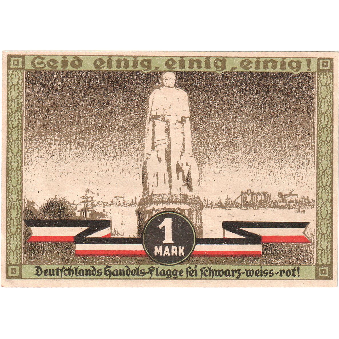 Banknote, Germany, Hamburg, 1 Mark, personnage 3, 1921, 1921-08-12, UNC(65-70)