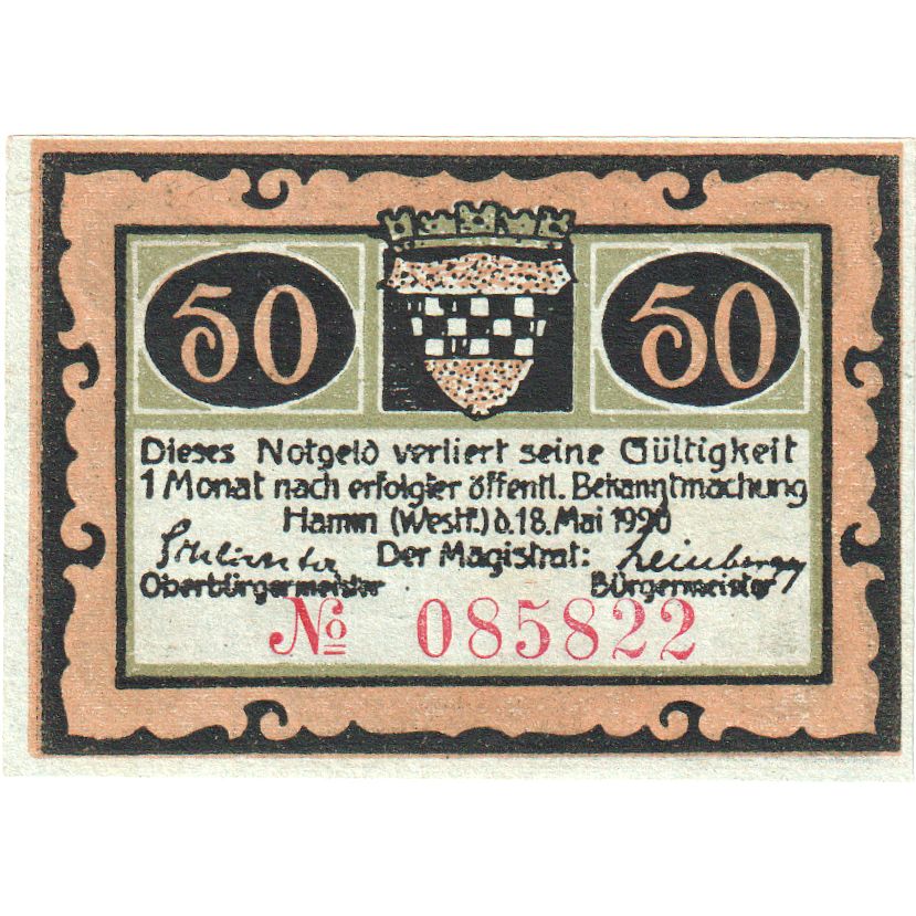 Geldschein, Deutschland, Hamm, 50 Pfennig, paysage, 1921, 1921-10-01, UNZ
