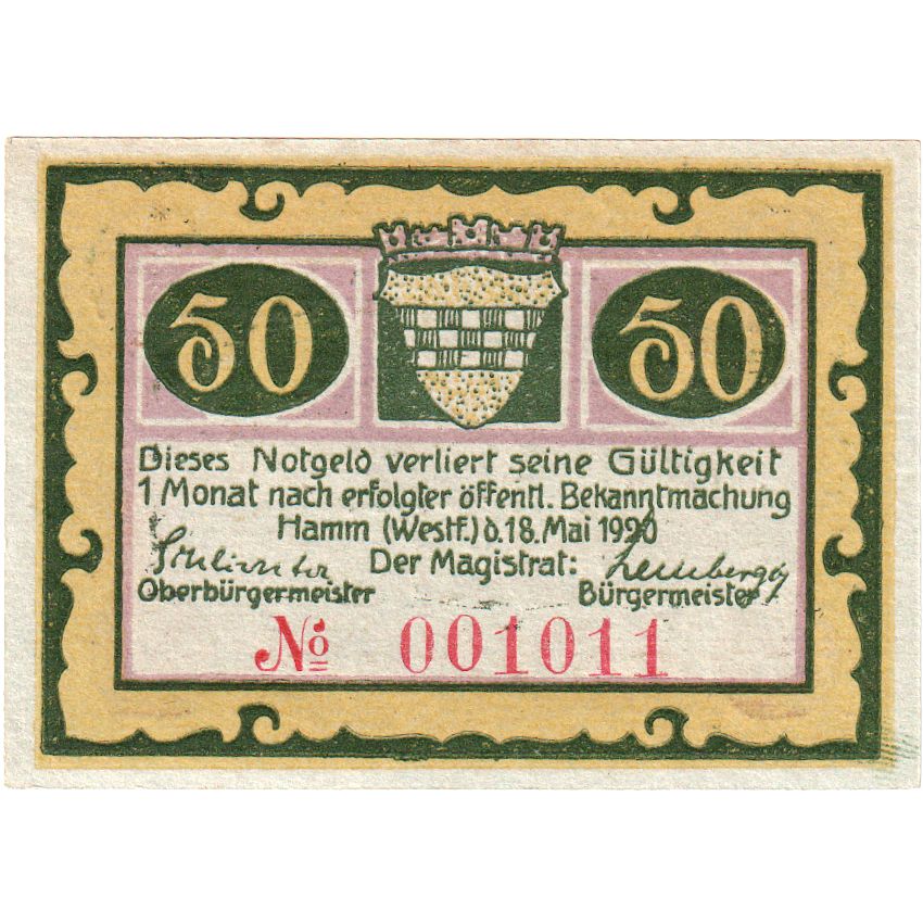 Billet, Allemagne, Hamm, 50 Pfennig, Batiment, 1921, 1921-10-01, NEUF