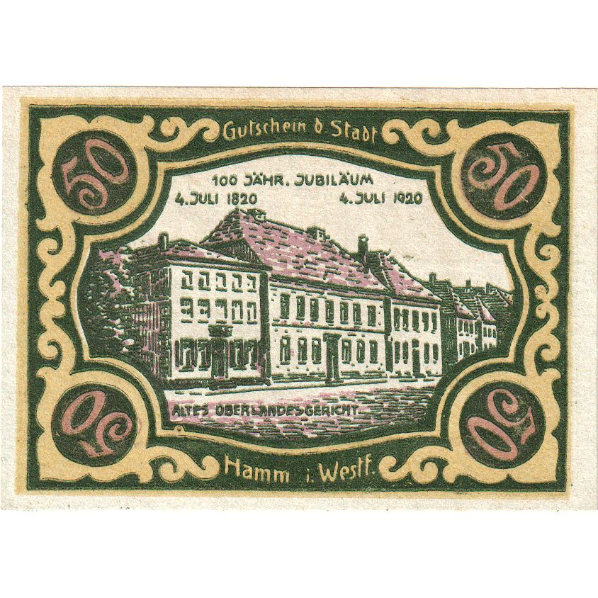 Billet, Allemagne, Hamm, 50 Pfennig, Batiment, 1921, 1921-10-01, NEUF