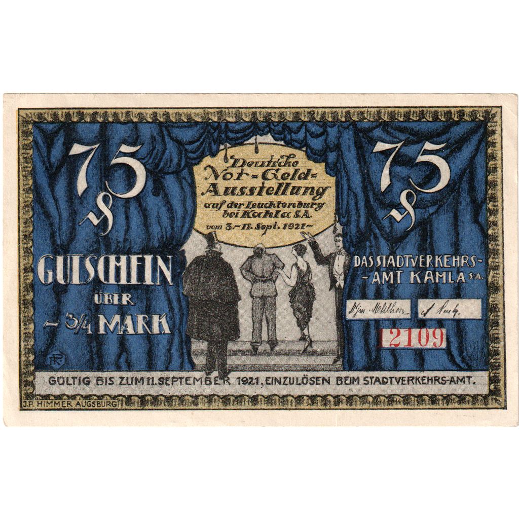 329797] Germany, Kahla, 75 Pfennig, dragon, 1921, 1921-09-11