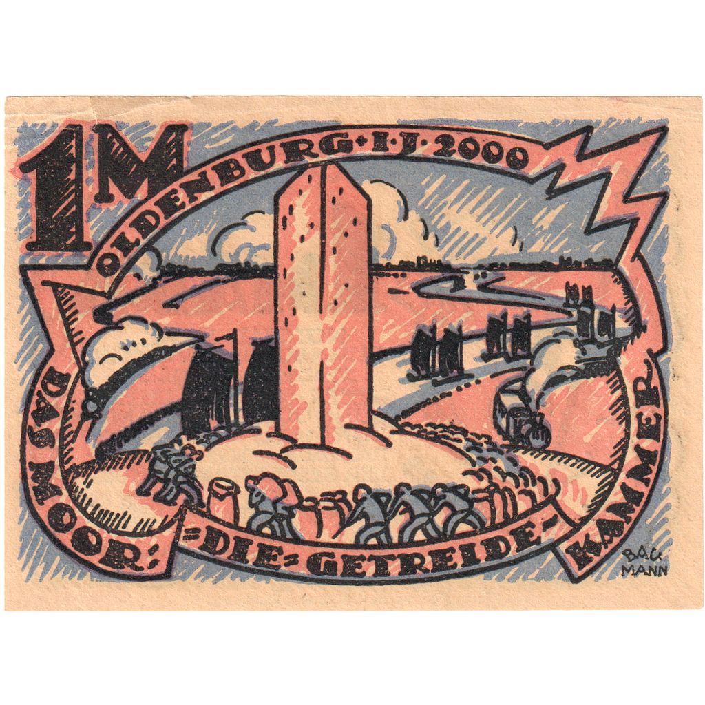 Germany, Oldenburg, 1 Mark, paysage, 1922, 1922-05-21, UNC, Mehl:1018.1