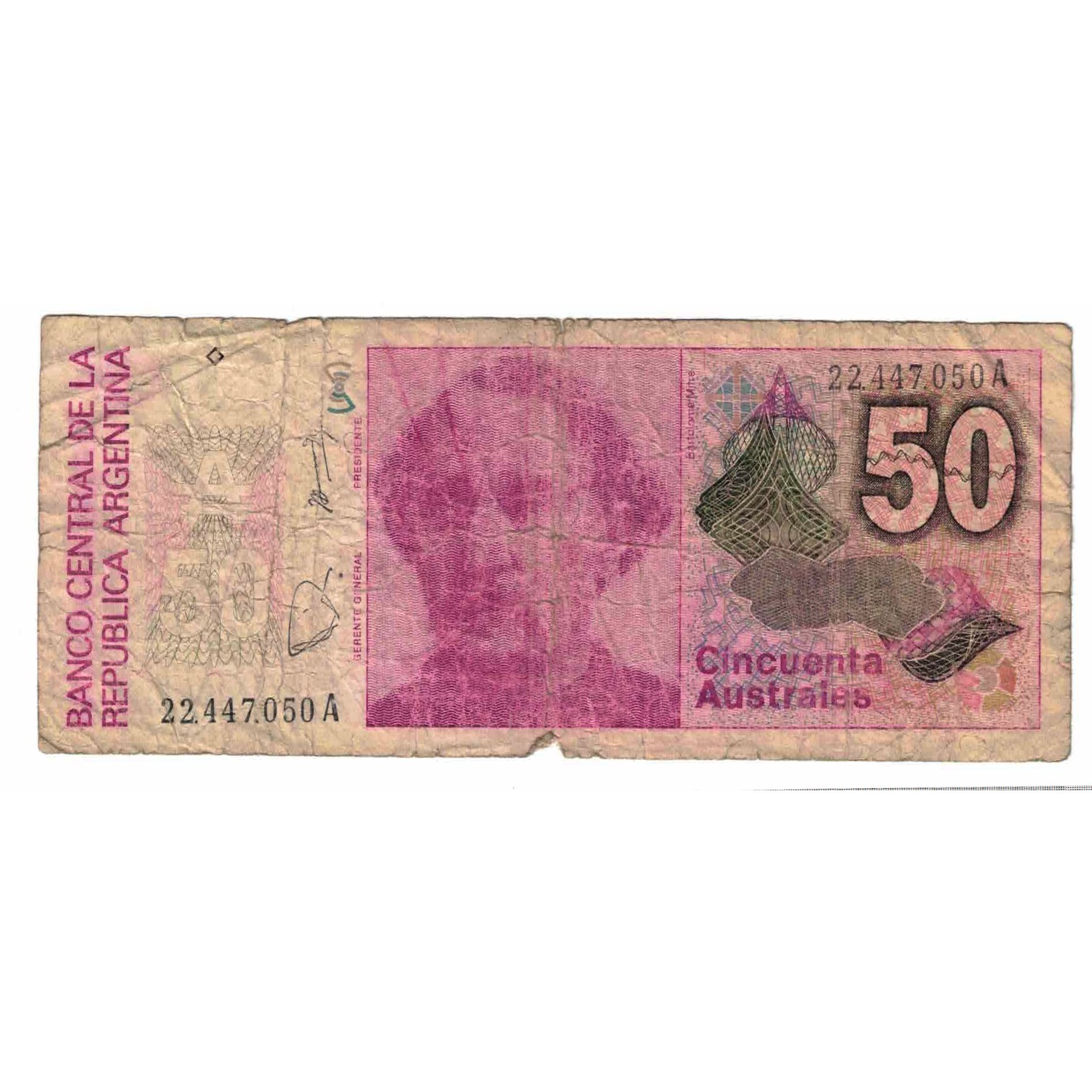 Billete, 50 Australes, Argentina, KM:326b, MC